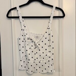 Wilfred White Tank Top with Black Polka Dots
